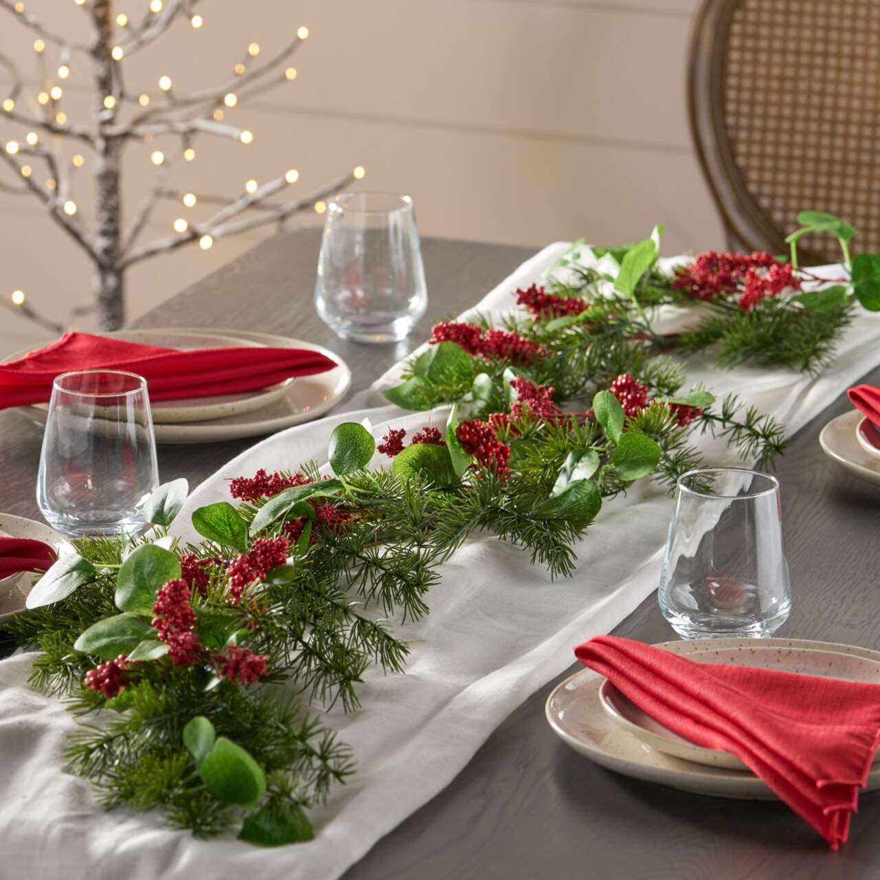 GDF Studio Dallas 5 Foot Eucalyptus and Pine Artificial Garland with Berries